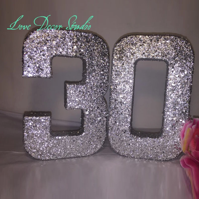 

Glitter Numbers-Glitter Number 3-Glitter Number 0-Birthday Party Decor-30th Birthday Decoration-Birthday Photo Props-8 inch