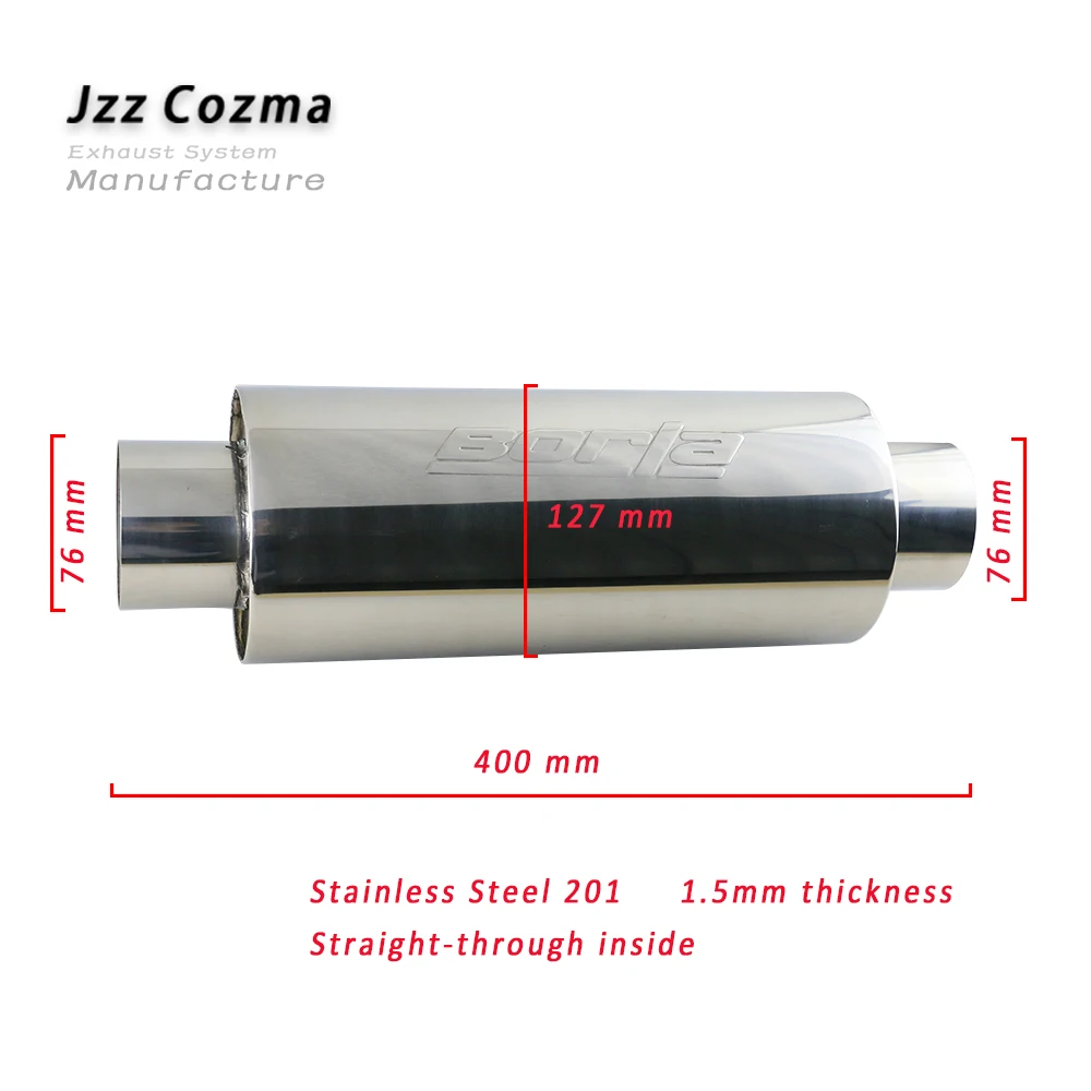 

JZZ Universal 1mm Thick Borla Exhaust Resonator Stainless Steel 201 Exhaust Muffler 2''/3" Car Replacement for Mazda Free Ship