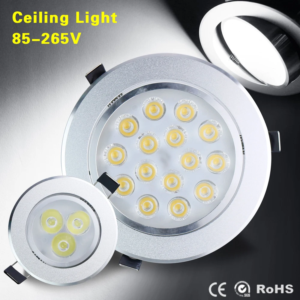 AC85-265V 3 Вт 5 Вт 7 Вт 9 Вт 12 Вт 15 Вт Светодиодный светильник теплый белый холодный белый круглый Встраиваемая Светодиодная лампа светильник для кухни гостиной