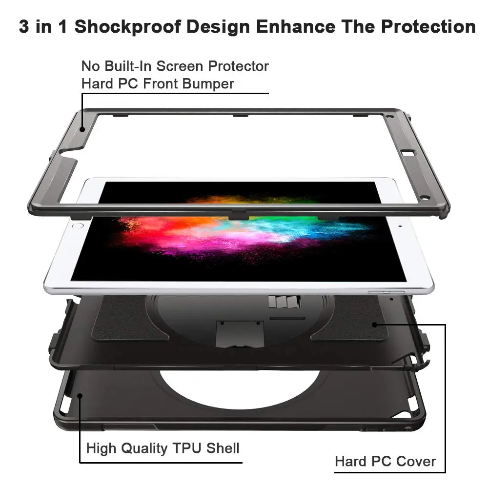 Чехол для планшета для iPad Pro 12,9 дюйма с поворотом на 360, защитный чехол на плечо A1670 A1652 FTL02