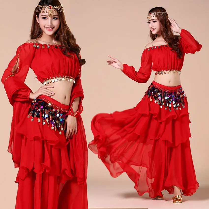 Костюм для танца живота комплект из 5 предметов топ + юбка пояс вуаль головной