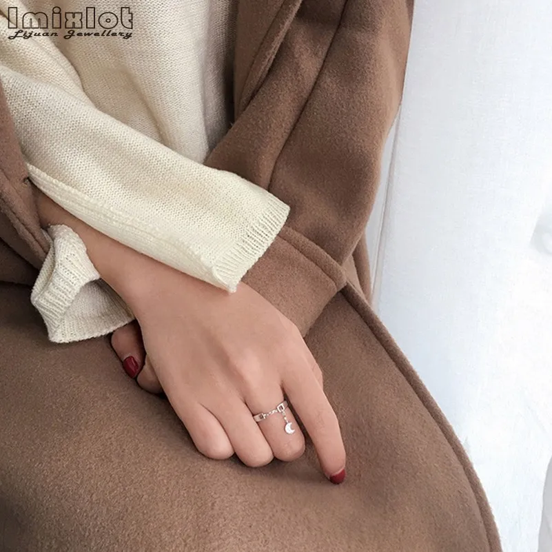 Imixlot простые геометрические кольца на палец, стразы, звезда/луна, подвеска на цепочке, ювелирные изделия для женщин, Anillos, модные ювелирные изделия