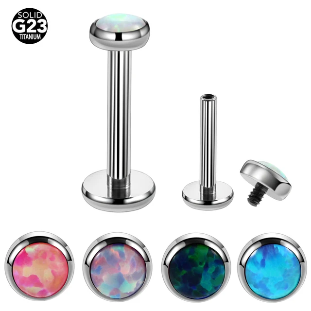 IRIDESCENT Stone Internal Thread Dermal Anchor Head SCREW Top STUD Ring PIERCING IRIDESCENT Stone Internal Thread Dermal Anchor Head SCREW Top STUD Ring PIERCING