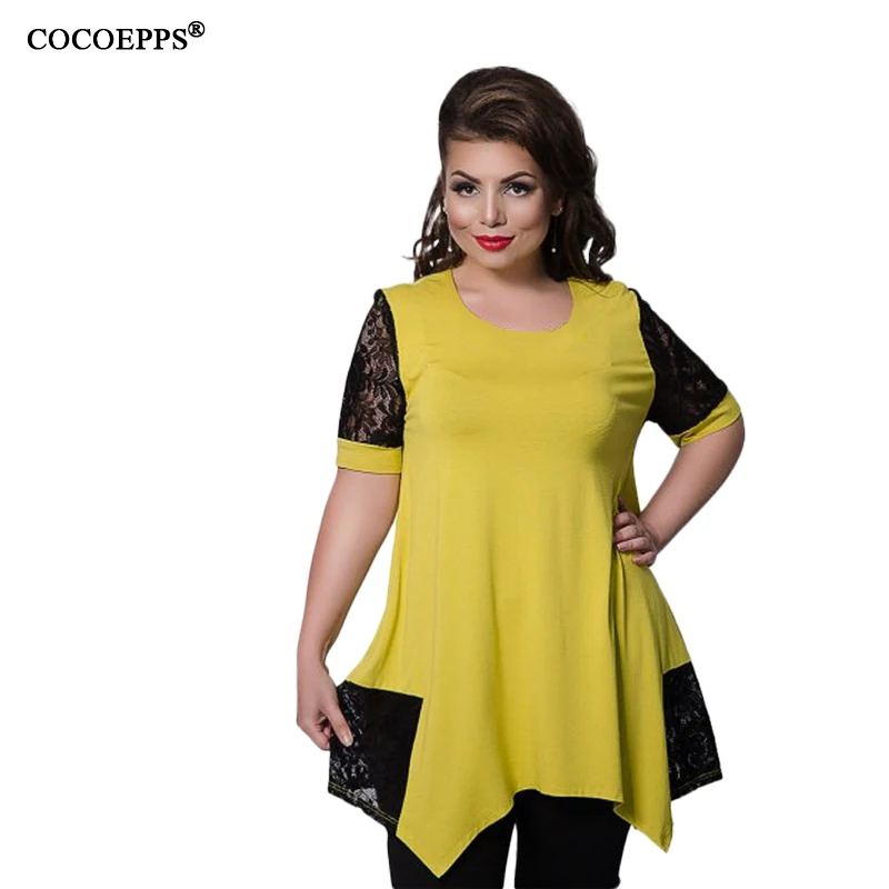 Летние кружевные женские футболки больших размеров повседневные топы s хит 2019