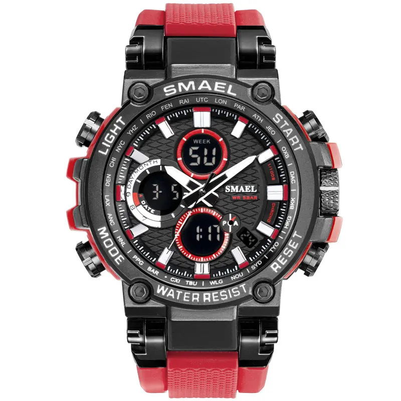

Fashion Men Sports Watches Quartz Digital Dual Display Multifunction Watches 50M Waterproof Swimming Military reloj hombre 1251