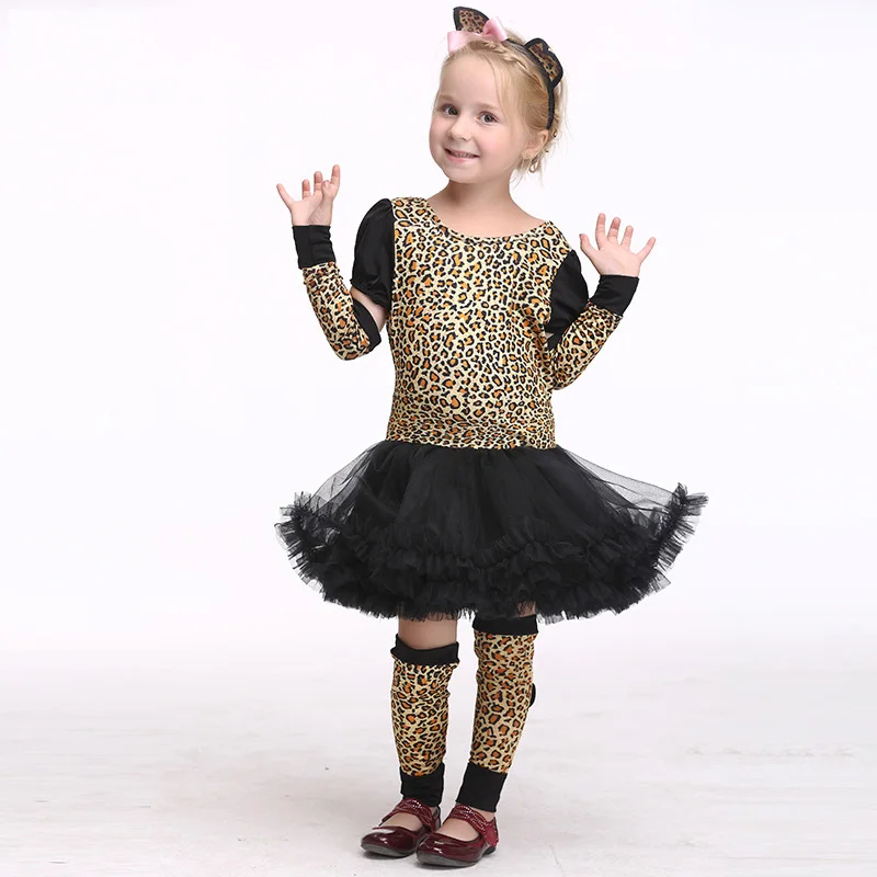 Cat Costumes for Kids Little Leopard Kitty Fancy dress Cosplay Clothes Halloween Party decoration | Тематическая одежда и
