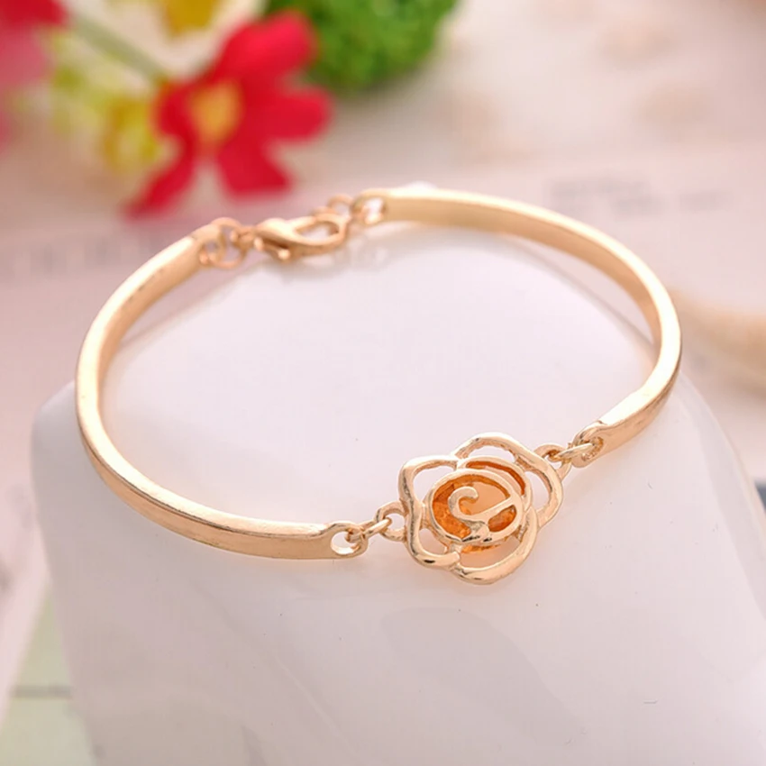 Модные золотые розы ажурные браслеты Регулируемые корейские для вечеринок новый