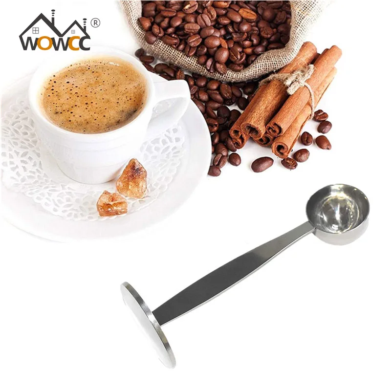 

WOWCC 1pc Espresso Stand Coffee Measure Tamper Spoon Stainless Steel Coffee Tools Measuring Tamper Spoon Tampers Coffeeware