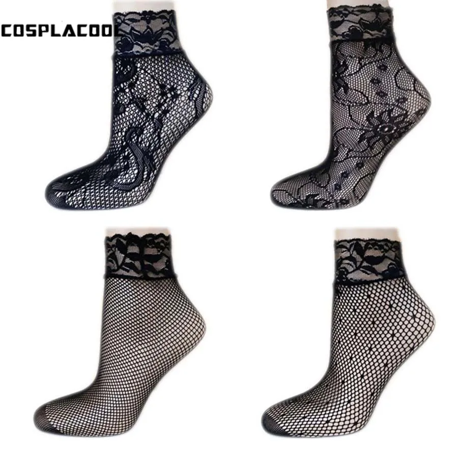 [Cospacool] 2017 Модные ажурные черные носки для женщин и девочек мягкие кружевные