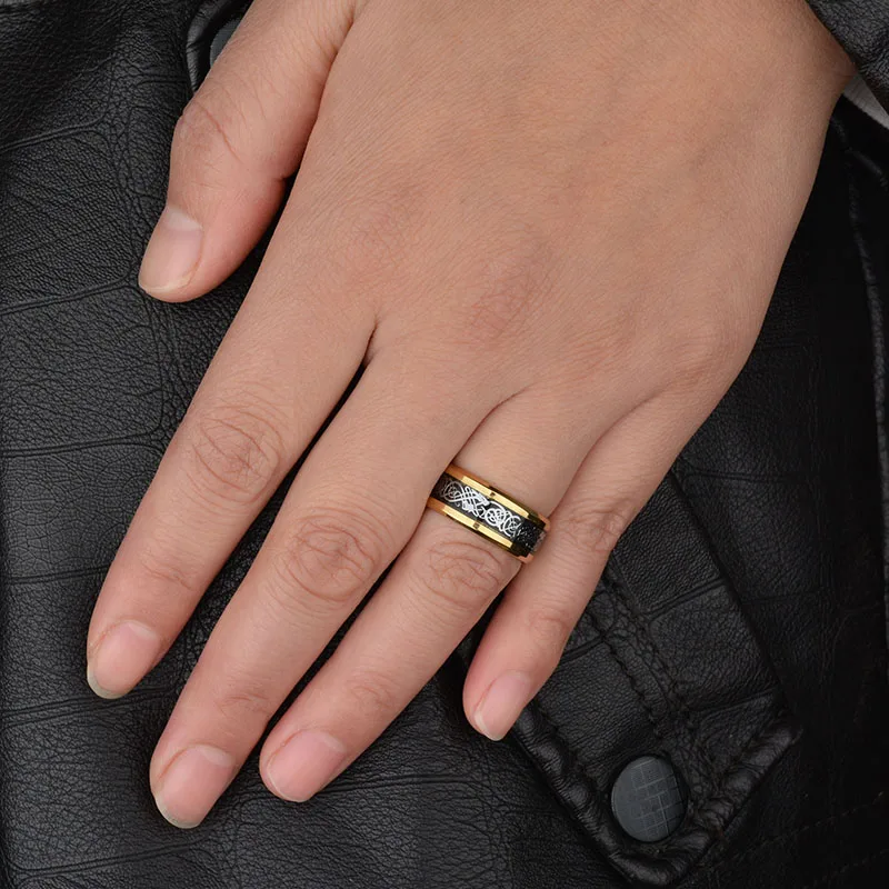 Кольцо кольцо для пальцев в стиле панк золотое черное с драконом|lord of rings|lord the