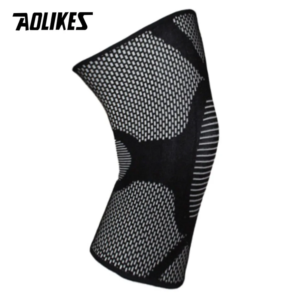 Black AOLIKES 1 шт. наколенники высокая эластичность спортивные Наколенники Защита всесезонный наружный спортивный защитник наколенники теплые снимающие суставы - Цвет: Black