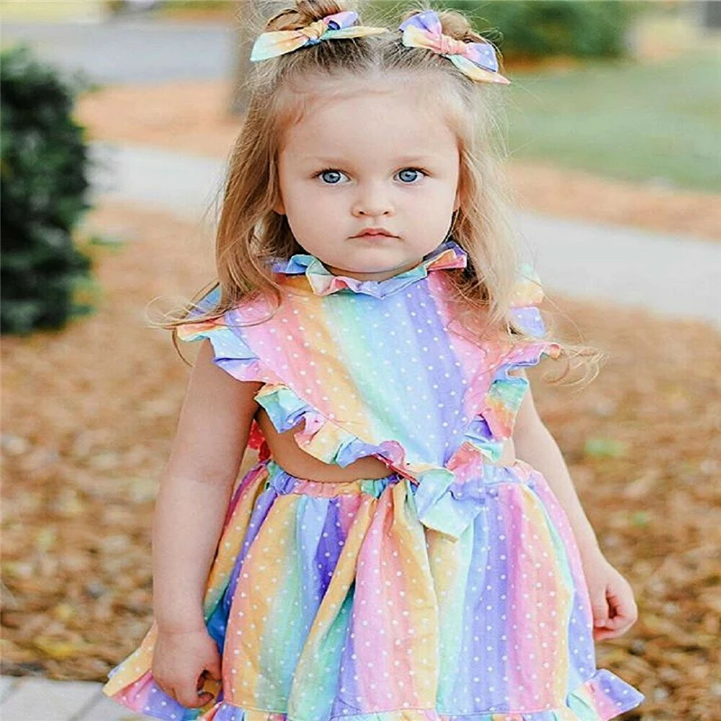 Toddler Baby Girl Love Colorful Sleeveless Dress Romper Summer Outfit Clothes | Детская одежда и обувь