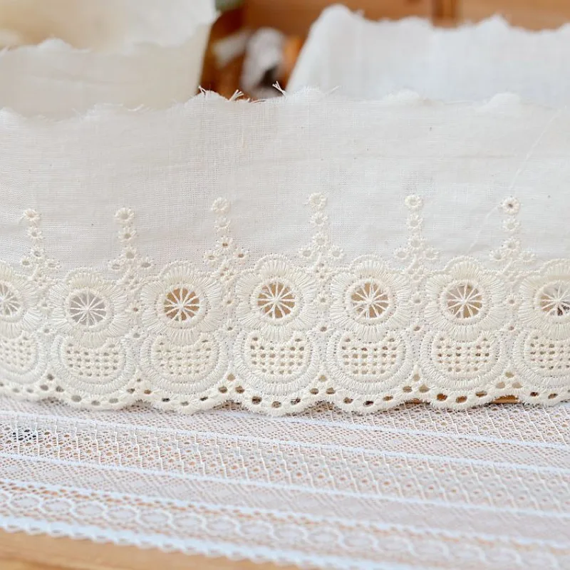Горячая Распродажа кружевные аксессуары бежевое хлопковое кружево с вышивкой