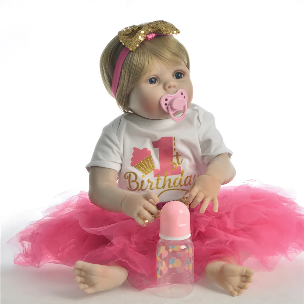 23 &quot57 см полный Силиконовый реборн Детские куклы игрушки детские-Возрожденный