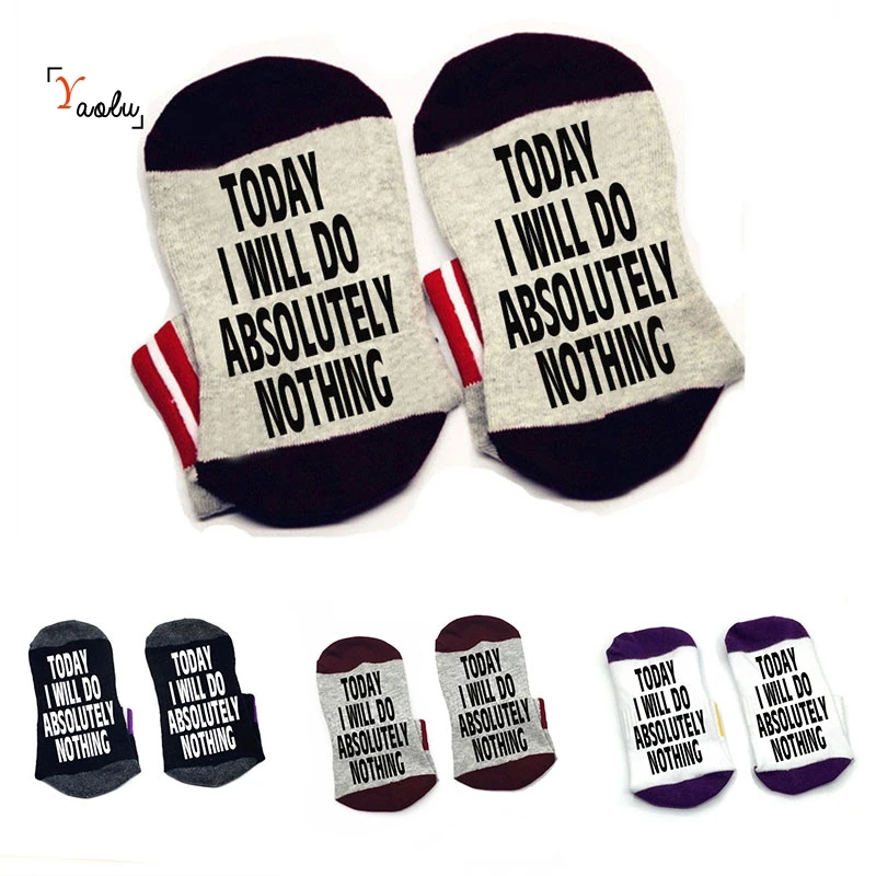 Today i'll do absoutely nothing socks хлопковые носки унисекс тапочки до щиколотки забавные с
