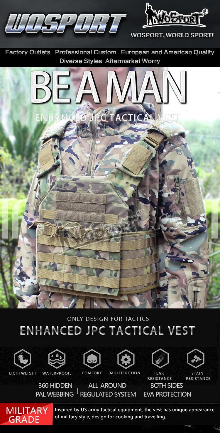 WoSporT Военная Униформа Enhanced Tactical СКП жилет грудь Установка джемпер Перевозчик Airsoft нейлон Молл Шестерни для пейнтбола Охота Стрельба