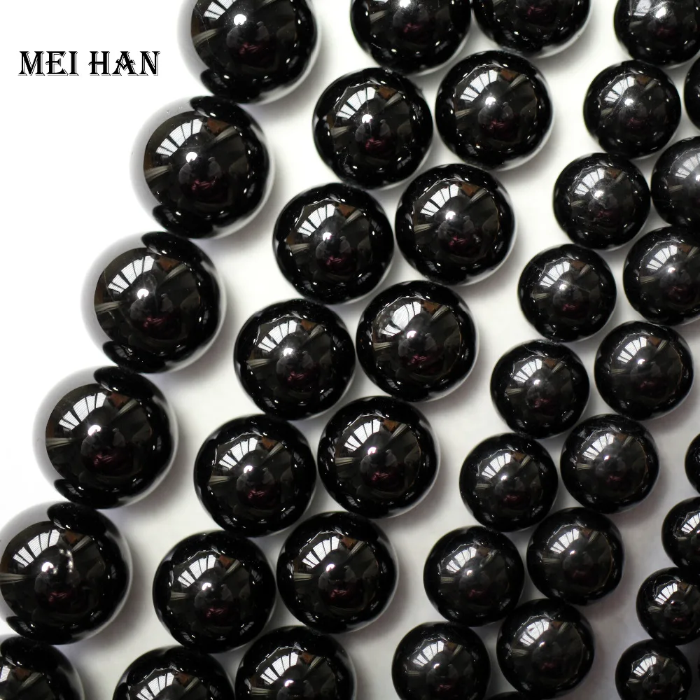 Оптовая продажа Meihan (2 нити/набор) натуральные 6 мм и 8 черные турмалиновые круглые