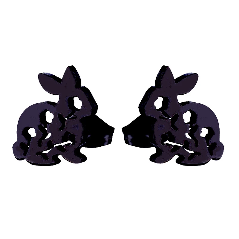 Tiny Bunny Earrings Studs Minimalist Rabbit Animal Stainless steel | Украшения и аксессуары