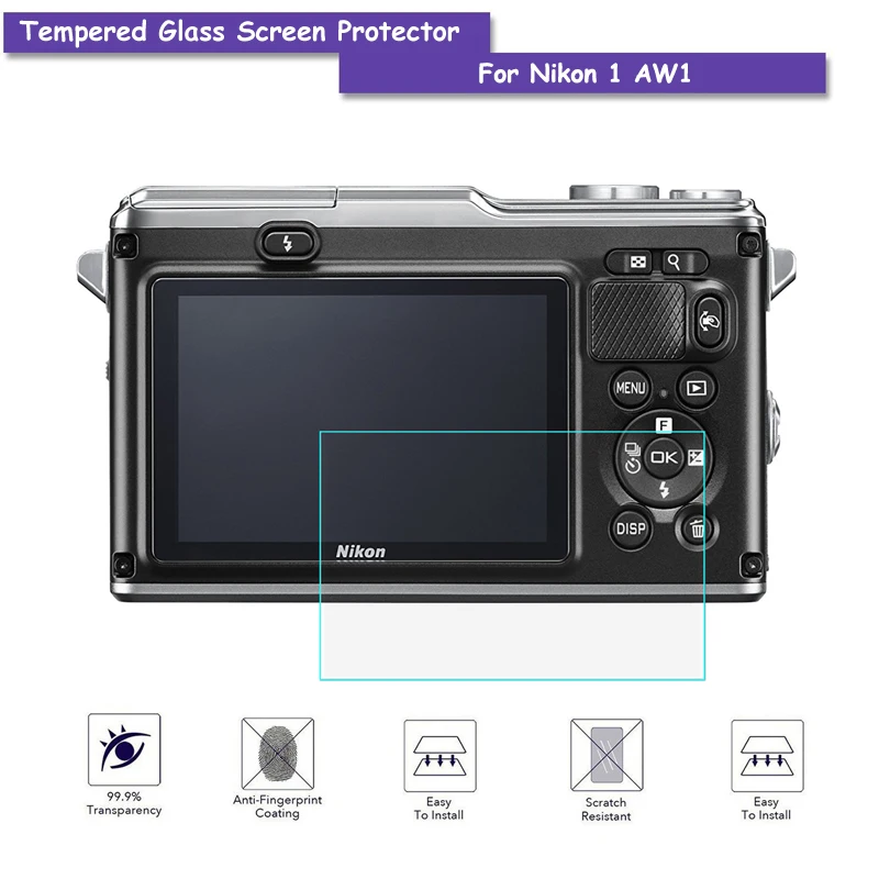 

9H Hardness Premium Tempered Real Camera Glass LCD Screen Protector Shield Film For Nikon 1 AW1 Accessories