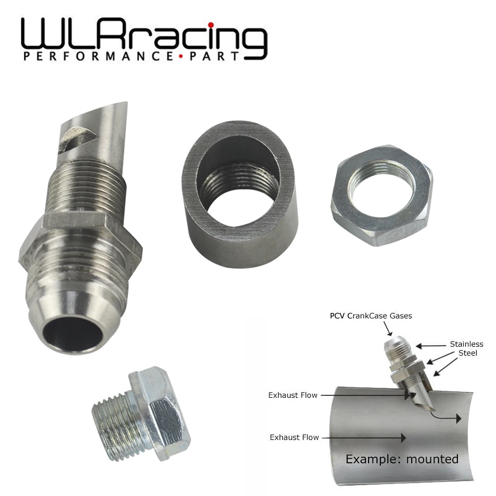 WLR RACING - Stainless Steel Exhaust Vacuum Kit Catch Can Vent E-VAC Scavenger Kit includes T304 SS E-VAC fitting