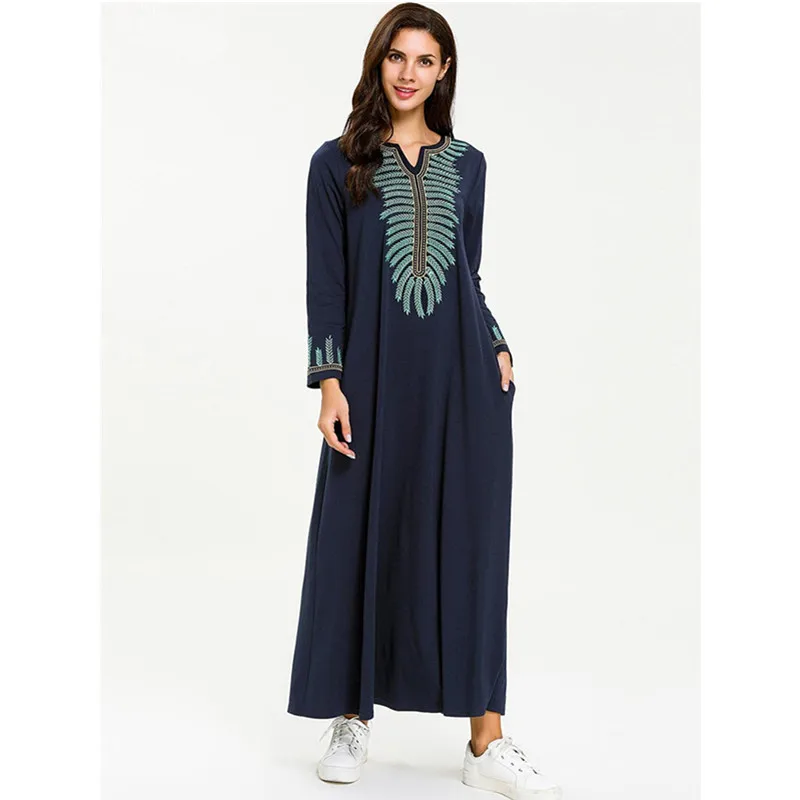 Женское мусульманское платье Кафтан Abaya элегантное вечернее с карманами и