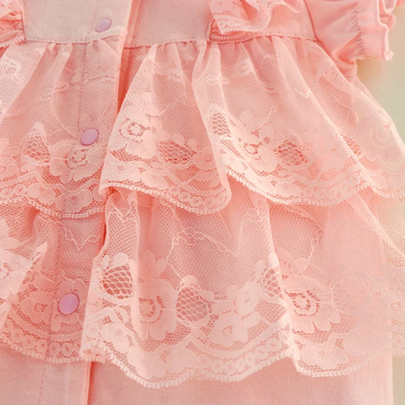 Милый удобный кружевной комбинезон для маленьких девочек Костюмы с короткими