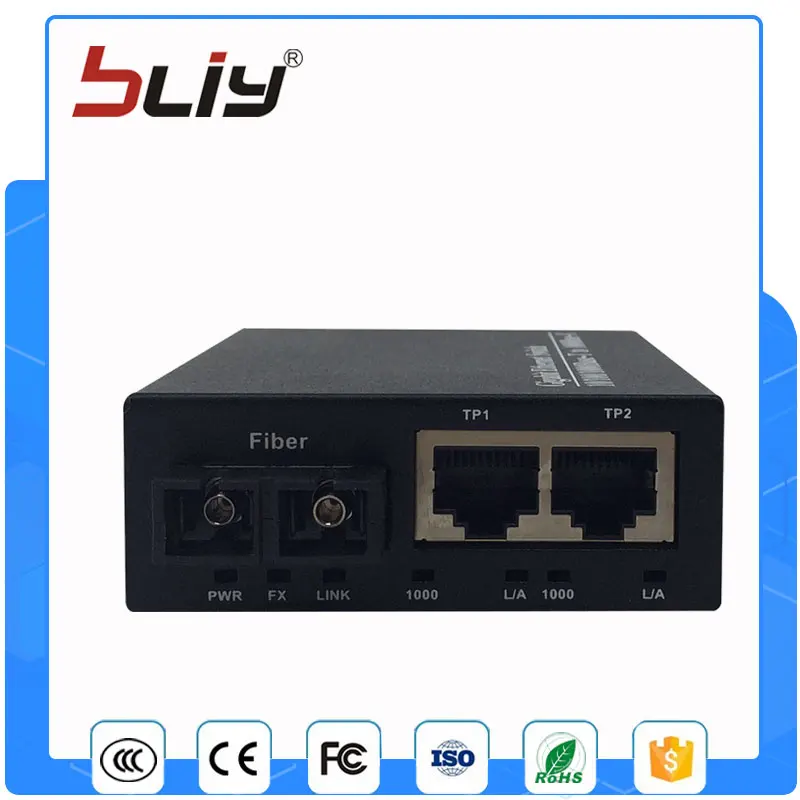 1g2e 1 волокно 2 RJ45 порт gigabit ethernet волоконно оптический коммутатор Dual media converter