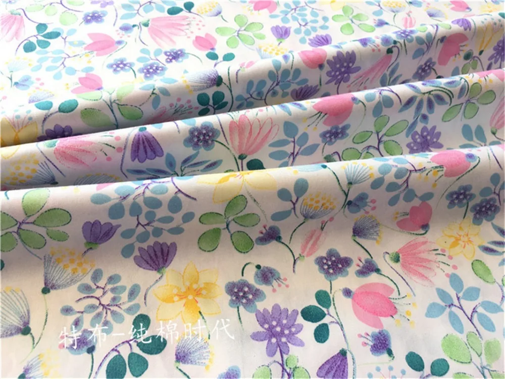 50x160cm Cotton Twill Fabric DIY Craft Material Print Pink Purple Flower TB8717 D | Дом и сад