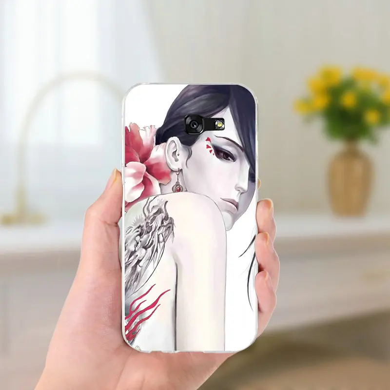Cartoon Cool Art Tattoo Girl Phone Case Slim Soft TPU for Samsung Galaxy Note 5 8 9 S2 S4 S5 Mini S6 S7 S8 S9 S10 Edge Plus Lite | Мобильные