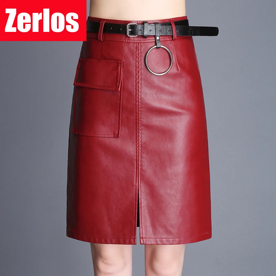 Женская юбка из искусственной кожи с высокой талией осенне зимняя новая модная