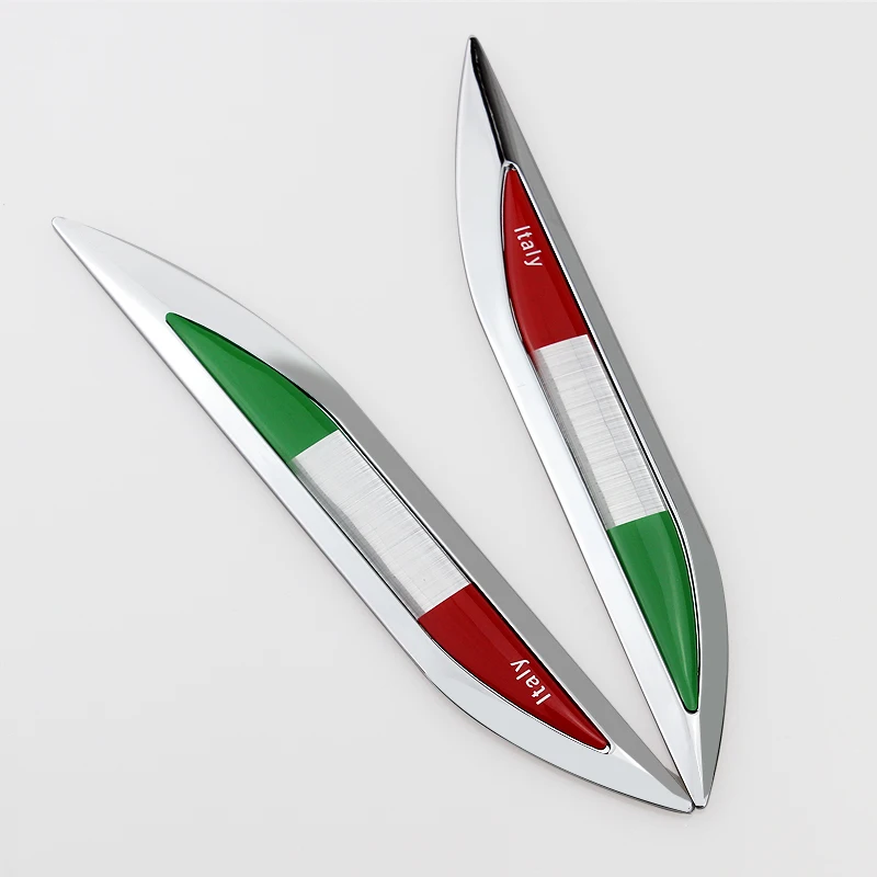 New Car Sticker Salix Leaf Shape Italian Flag Metal Side Blade Fender Vinyl Decal Refitting Styling Accessory | Автомобили и