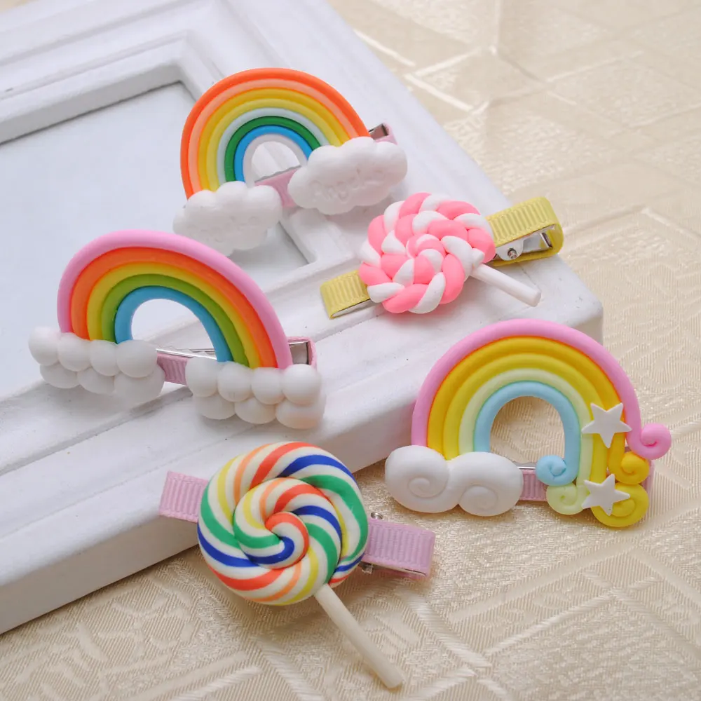 1 шт. аксессуары для волос заколки в летнем стиле модная Радужная Заколка-леденец