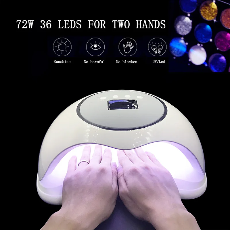 72 Вт наивысшей мощности лампа для ногтей двойной светильник источник