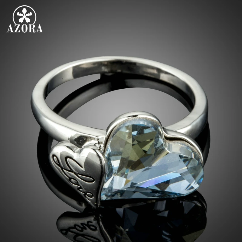Кольца AZORA из белого золота с австрийским кристаллом Stellux TR0182|austrian crystal rings|crystal