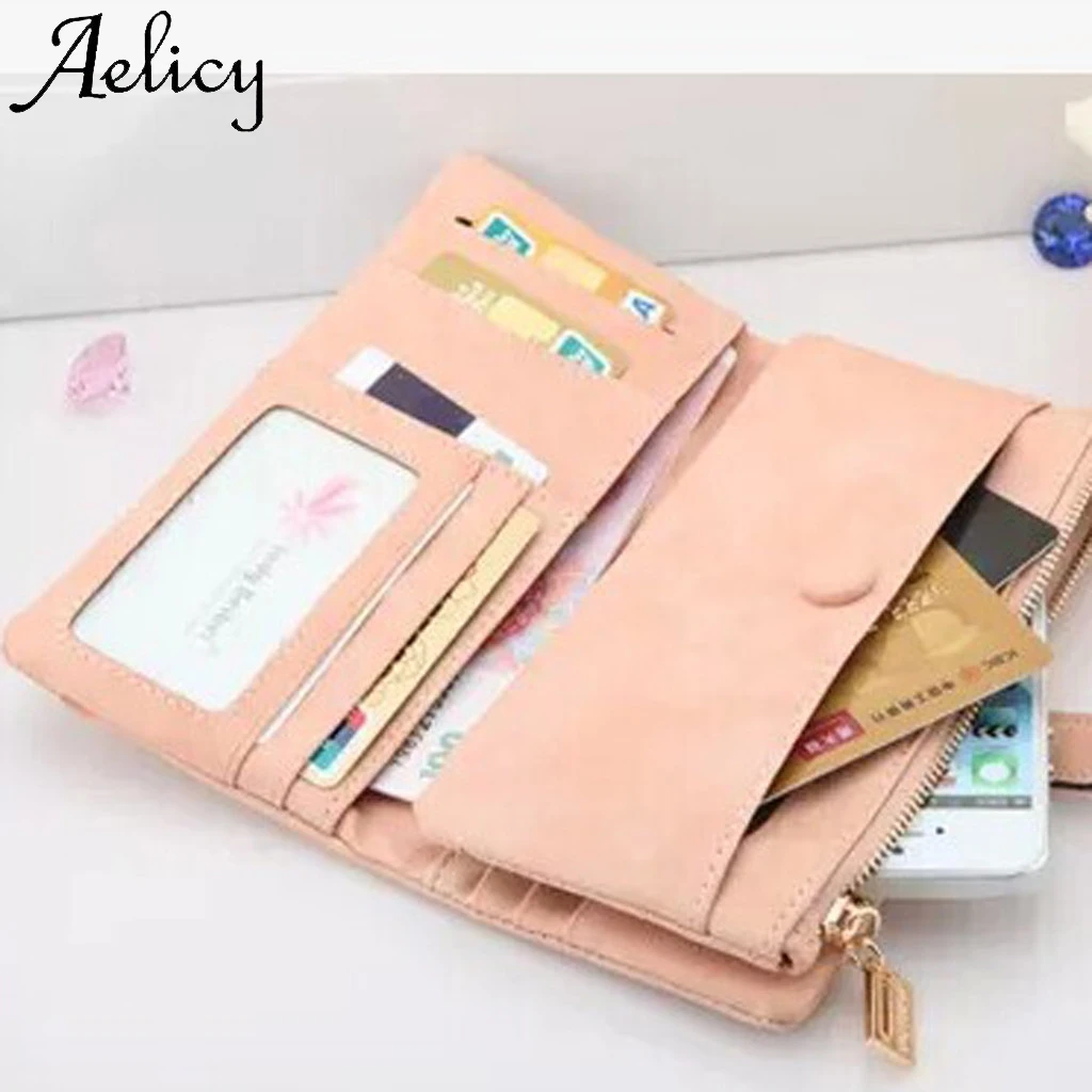 Aelicy женский длинный стильный студенческий кошелек для карт Многофункциональный складной кошелек для монет Высокое Качество Твердая Сумка Простой карман для телефона