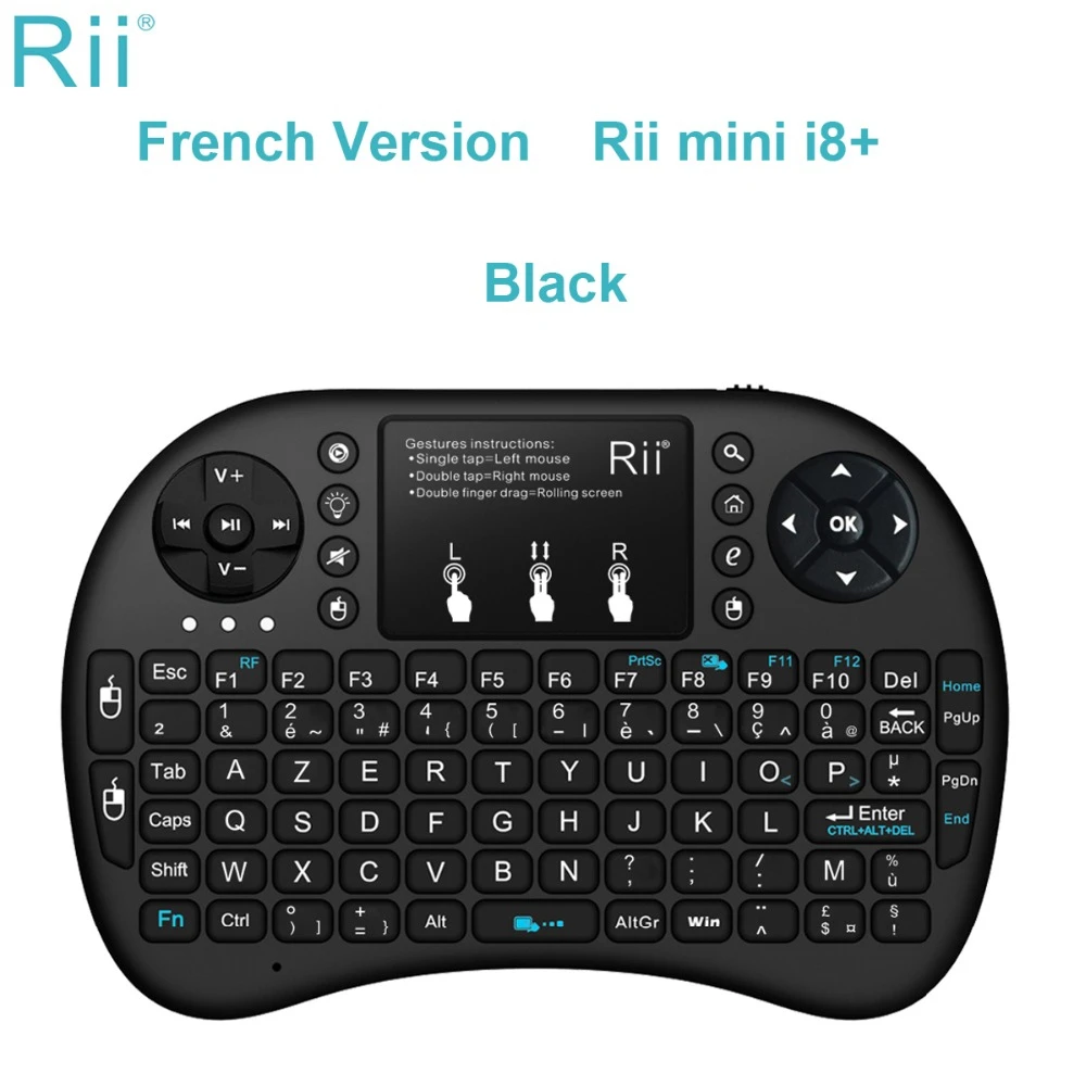 Оригинальная мини клавиатура AZERTY Rii i8 + французская беспроводная с сенсорной