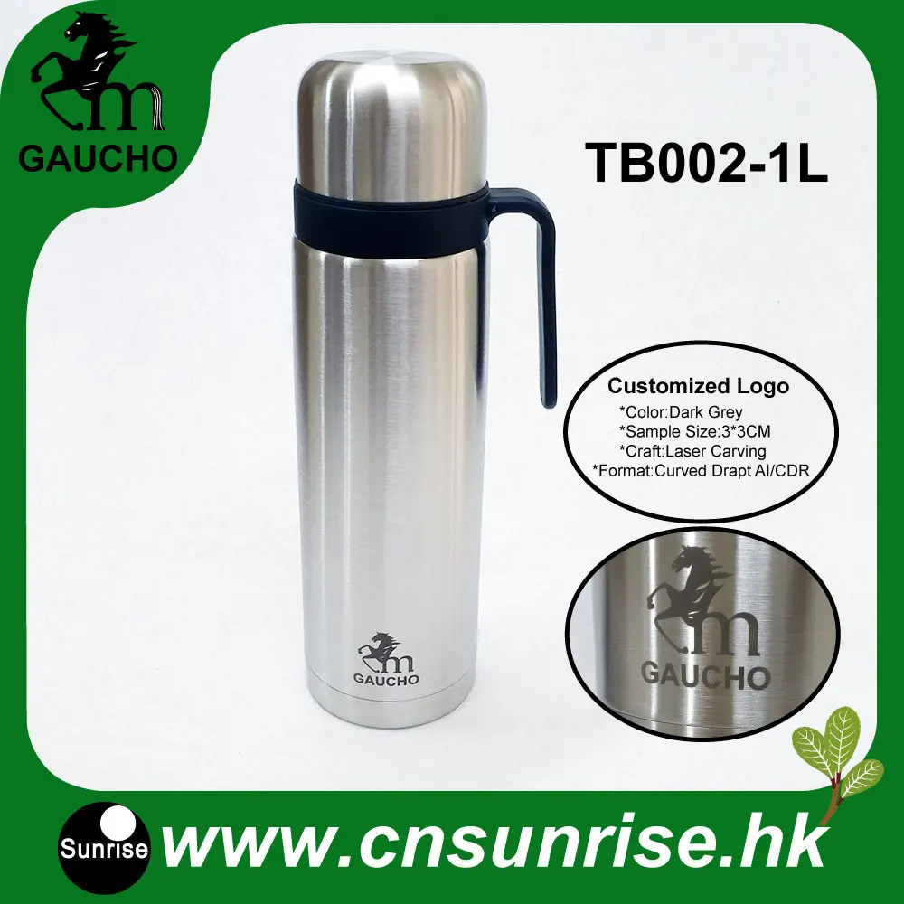 20 шт./лот, термос Uruguay Yerba mate из нержавеющей стали, вакуумная колба, бутылка, 1000 мл, индивидуальный логотип, приемлемый, горячая распродажа, TB002-1L