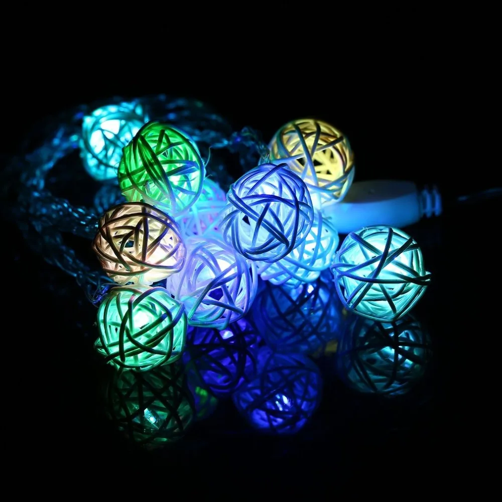 Takraw Rattan Balls Light 2.5m LED String Energy-saving Lights Outdoor Christmas Decoration For Wedding Party | Освещение