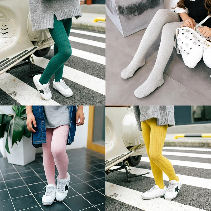 Осенние детские колготки конфетных цветов для девочек 2 12 лет Детские хлопковые