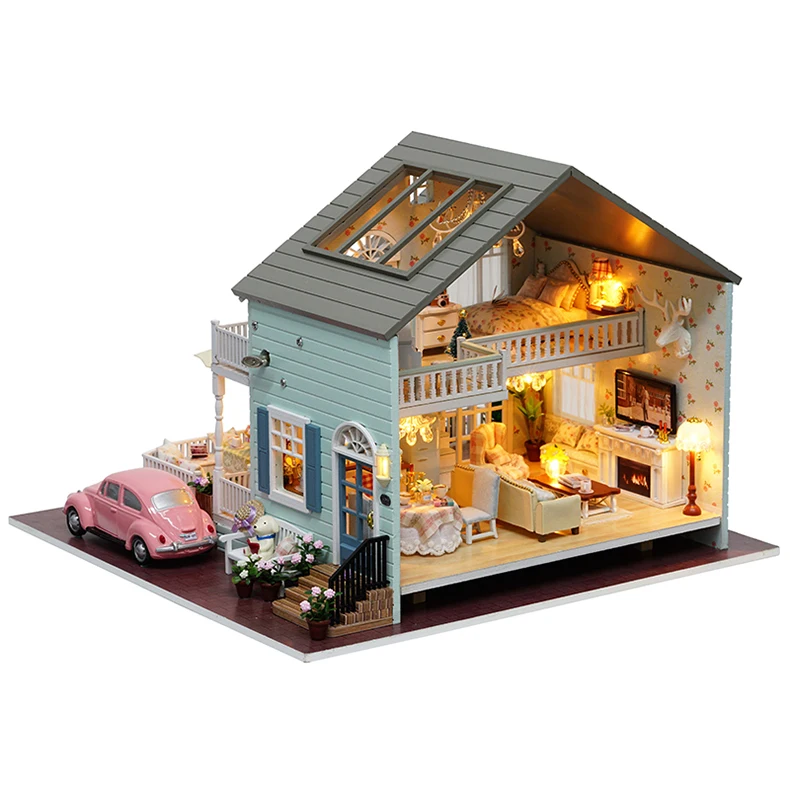 Милая комната DIY деревянный дом Miniaturas с мебели DIY Миниатюрные домики кукольный домик игрушки для детей Рождество и день рождения A35