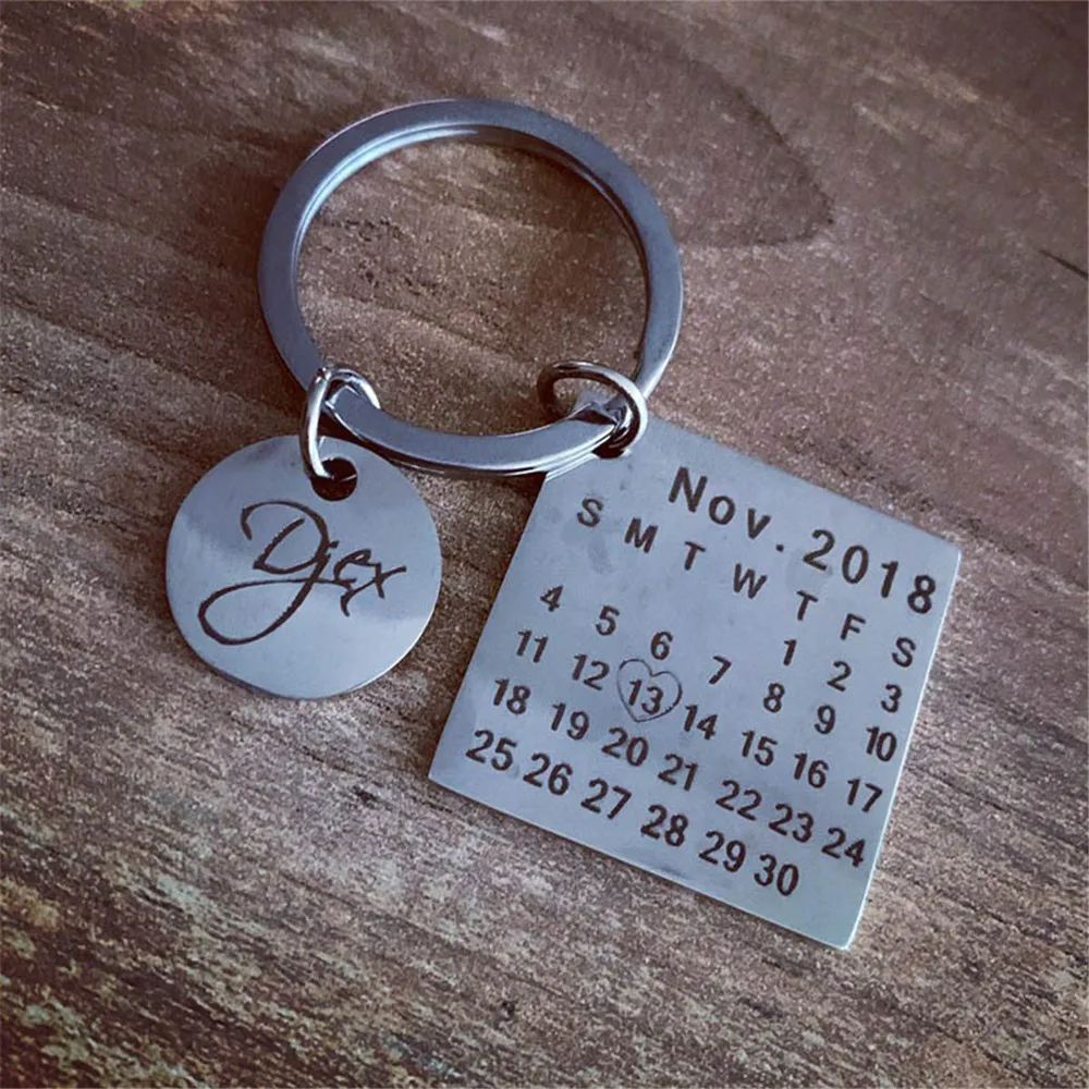 Персонализированный Календарь-брелок лазерная печать имени и даты ювелирные
