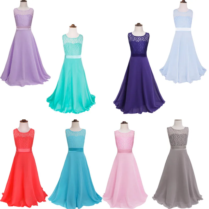 Infantil Vestido Girls Lace Flower Dress Kids Bridesmaid Wedding Formal Party Pageant Elegant Bridal Special Occasion | Детская одежда