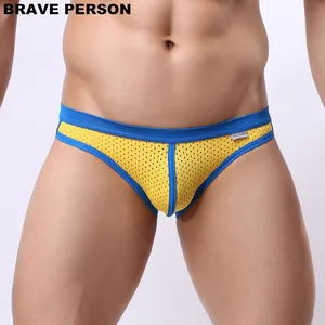 BRAVE PERSON мужские трусы высокого качества брендовое нижнее белье трусы шорты мужские бикини мужские сексуальные сетчатые трусы 6 цветов Бесплатная доставка