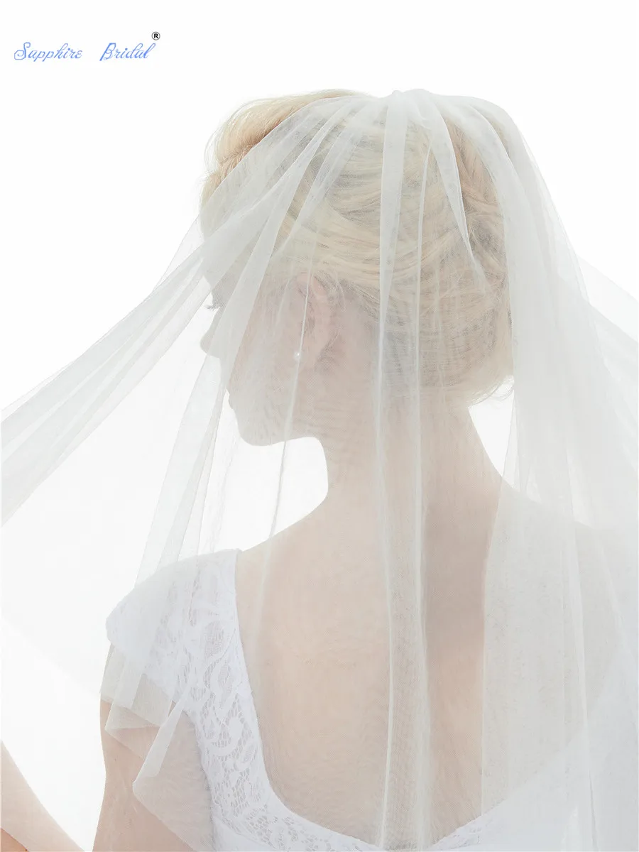 Sapphire Bridal 2019 Velo De Novia Voile Mariage Elbow Length Tulle Veil White Ivory Top 2 Tiers Short Wedding with Comb | Свадьбы и