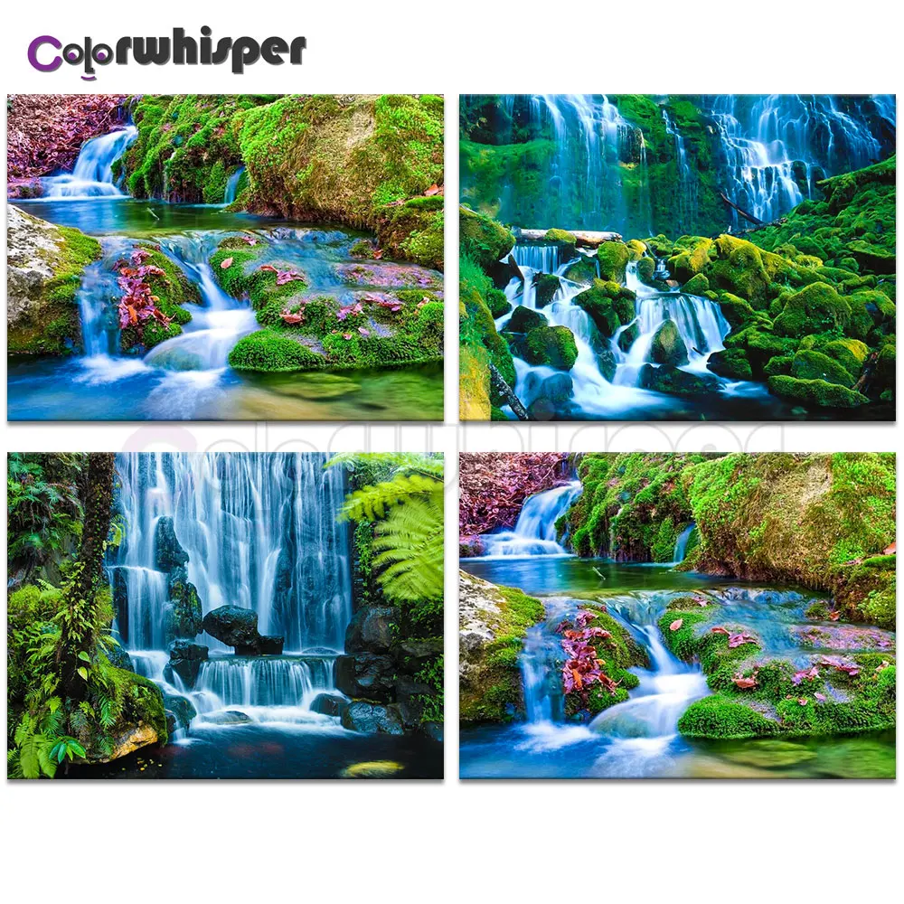 Алмазная живопись полноразмерная/круглая вышивка Водопад пейзаж мозаика