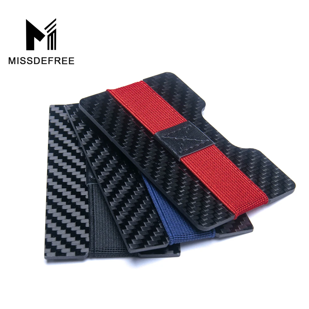 Зажим для денег и кредитных карт из углеродного волокна с RFID блокировкой тонкие