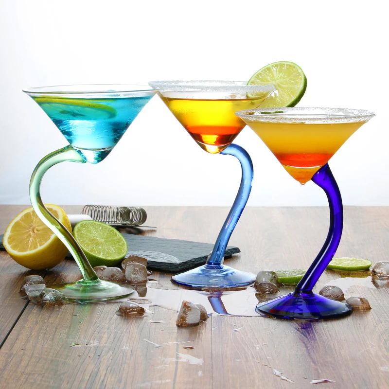 

Creative Curved legs wine glass cup Lead-free glass cocktail glass spring High Foot Cup Transparent glass cups