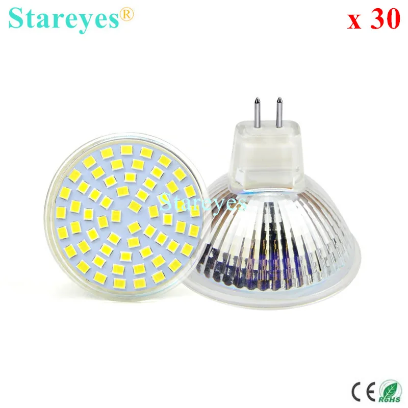 

Free Shipping 30 pcs 3528 SMD 60 LED 4W MR16 (12V) Spotlight Bulb Epistar chip Downlight lamp led light LED Droplight lighting