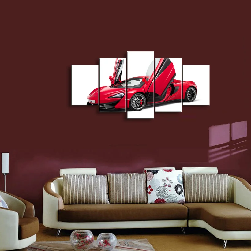 5 pieces high-definition print sports car canvas oil painting poster and wall art living room picture C5-010 | Дом и сад