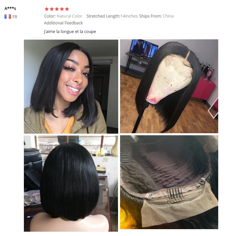 4*4 Короткие Синтетические волосы на кружеве человеческих волос парики